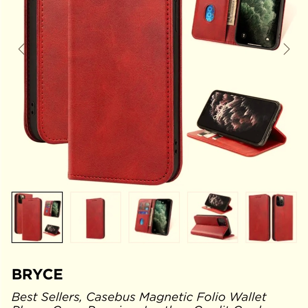 Magnetic Folio Wallet Phone Case - Red